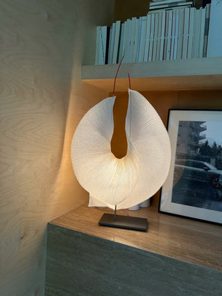 Sculptural Pleated Paper Lamp-Neutral Decor