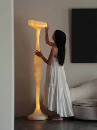 Sculptural Tall Floor Lamp-Neutral Decor