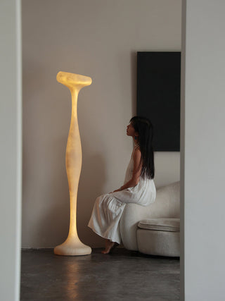 Sculptural Tall Floor Lamp-Neutral Decor