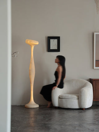 Sculptural Tall Floor Lamp-Neutral Decor