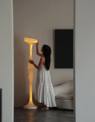 Sculptural Tall Floor Lamp-Neutral Decor
