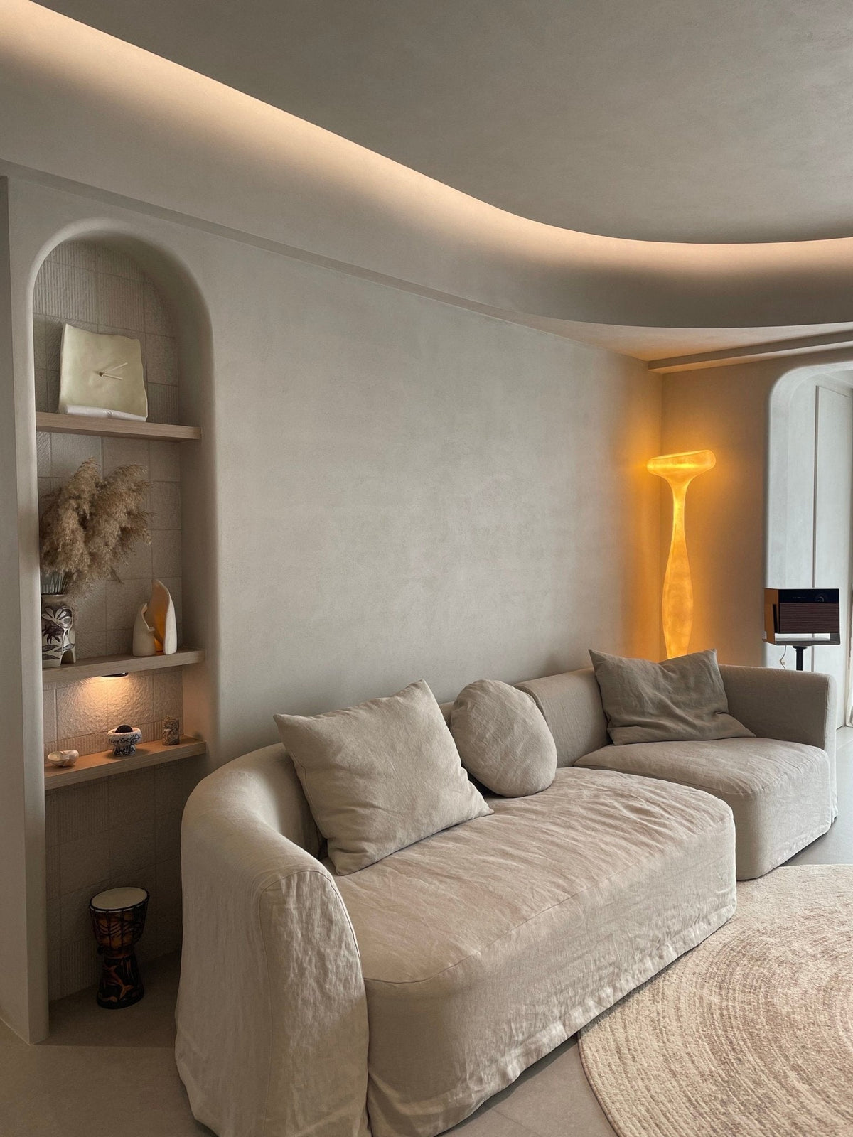 Sculptural Tall Floor Lamp-Neutral Decor
