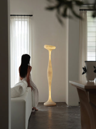 Sculptural Tall Floor Lamp-Neutral Decor