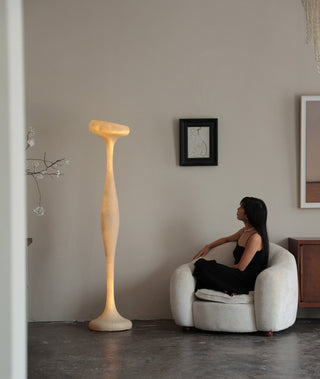 Sculptural Tall Floor Lamp-Neutral Decor