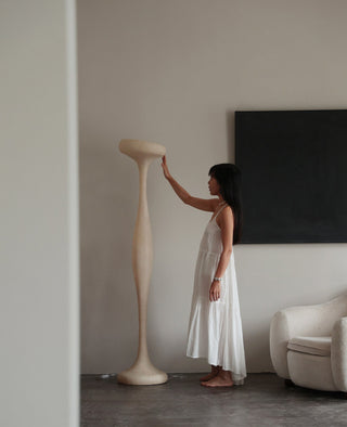 Sculptural Tall Floor Lamp-Neutral Decor
