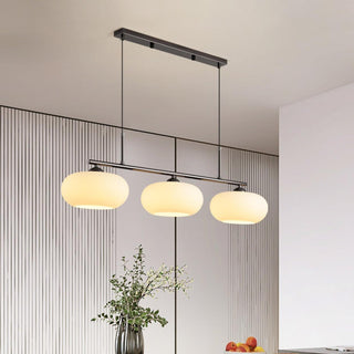 Lustra Suspension Lampe Linéaire à 3 Lumières en Forme de Globe