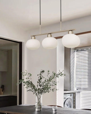 Lustra Suspension Lampe Linéaire à 3 Lumières en Forme de Globe