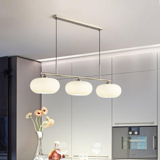 Lustra Suspension Lampe Linéaire à 3 Lumières en Forme de Globe