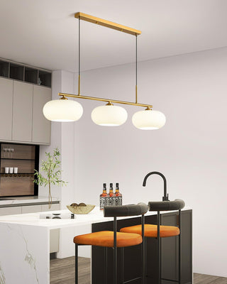Lustra Suspension Lampe Linéaire à 3 Lumières en Forme de Globe
