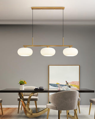 Lustra Suspension Lampe Linéaire à 3 Lumières en Forme de Globe