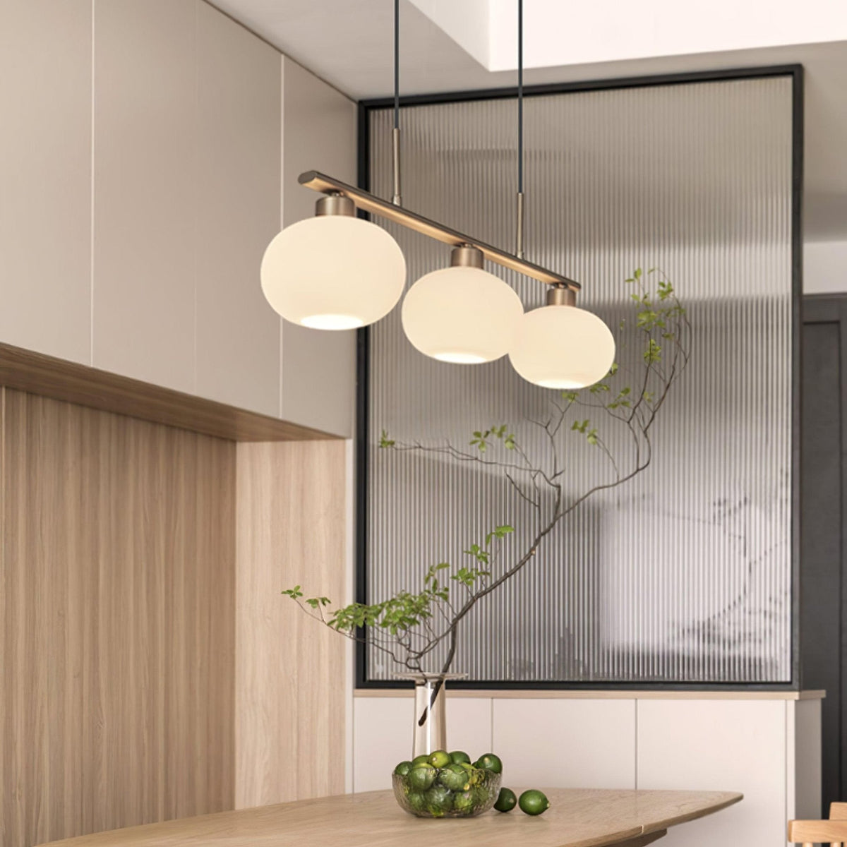 Sylvelise Suspension Lampe Linéaire à 3 Lumières en Forme de Globe