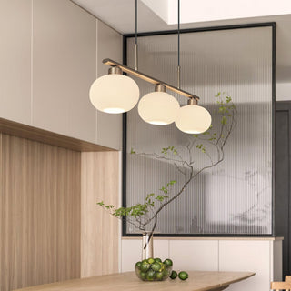Lustra Suspension Lampe Linéaire à 3 Lumières en Forme de Globe