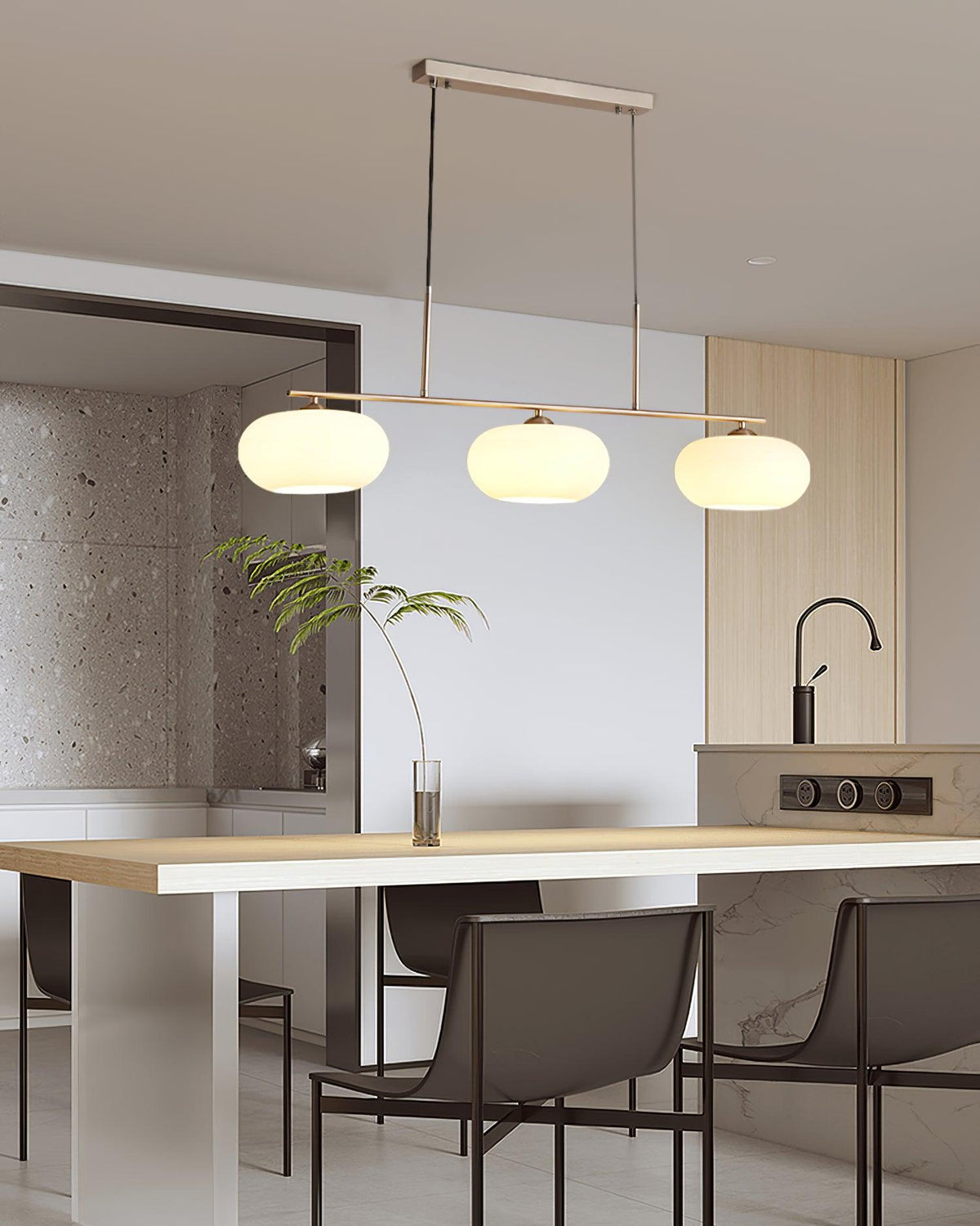 Sylvelise Suspension Lampe Linéaire à 3 Lumières en Forme de Globe