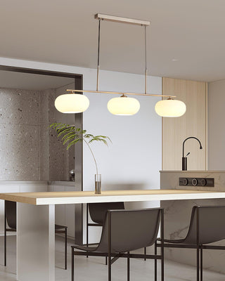 Lustra Suspension Lampe Linéaire à 3 Lumières en Forme de Globe