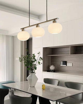 Lustra Suspension Lampe Linéaire à 3 Lumières en Forme de Globe