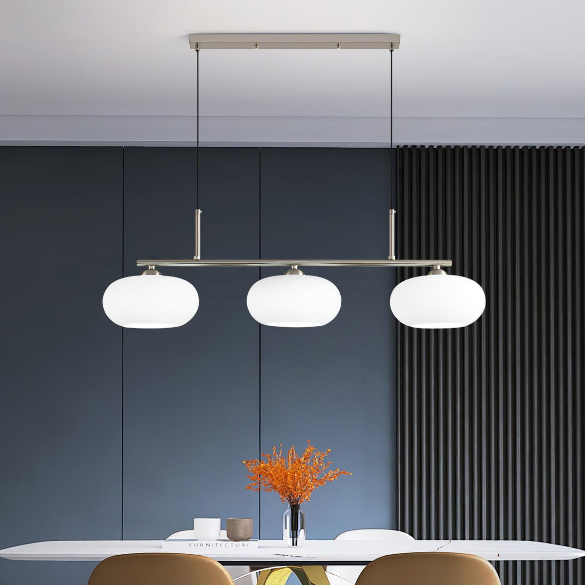 Sylvelise Suspension Lampe Linéaire à 3 Lumières en Forme de Globe