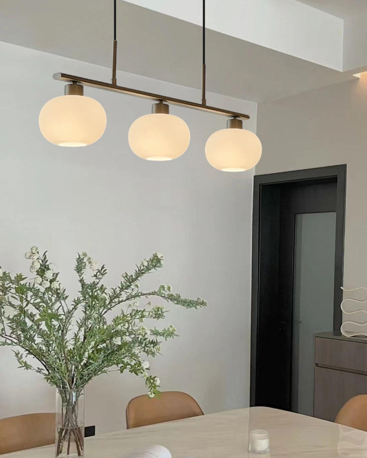 Sylvelise Suspension Lampe Linéaire à 3 Lumières en Forme de Globe