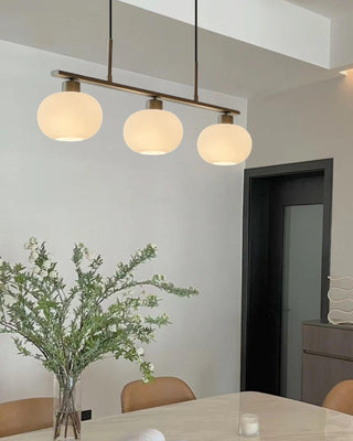 Lustra Suspension Lampe Linéaire à 3 Lumières en Forme de Globe