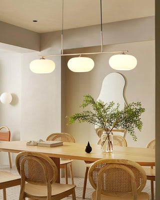 Lustra Suspension Lampe Linéaire à 3 Lumières en Forme de Globe