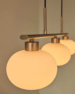 Lustra Suspension Lampe Linéaire à 3 Lumières en Forme de Globe