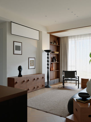 Sculptural Geometric Stack Floor Lamp-Neutral Decor