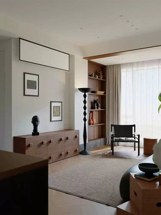 Sculptural Geometric Stack Floor Lamp-Neutral Decor