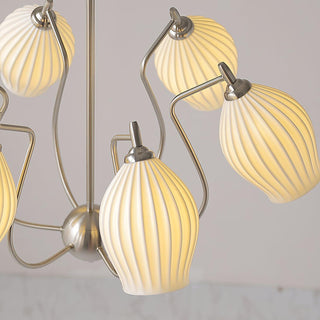 Lustra Lustre en Céramique Canneleur Sculptural en Verre Élégant
