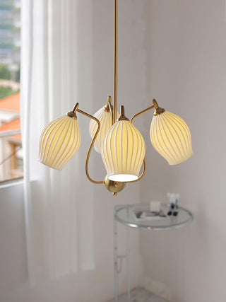 Lustra Lustre en Céramique Canneleur Sculptural en Verre Élégant