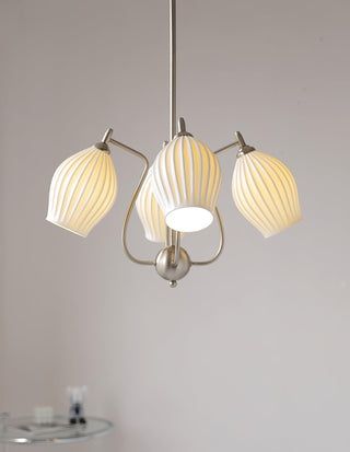 Lustra Lustre en Céramique Canneleur Sculptural en Verre Élégant