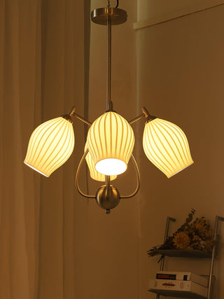 Lustra Lustre en Céramique Canneleur Sculptural en Verre Élégant