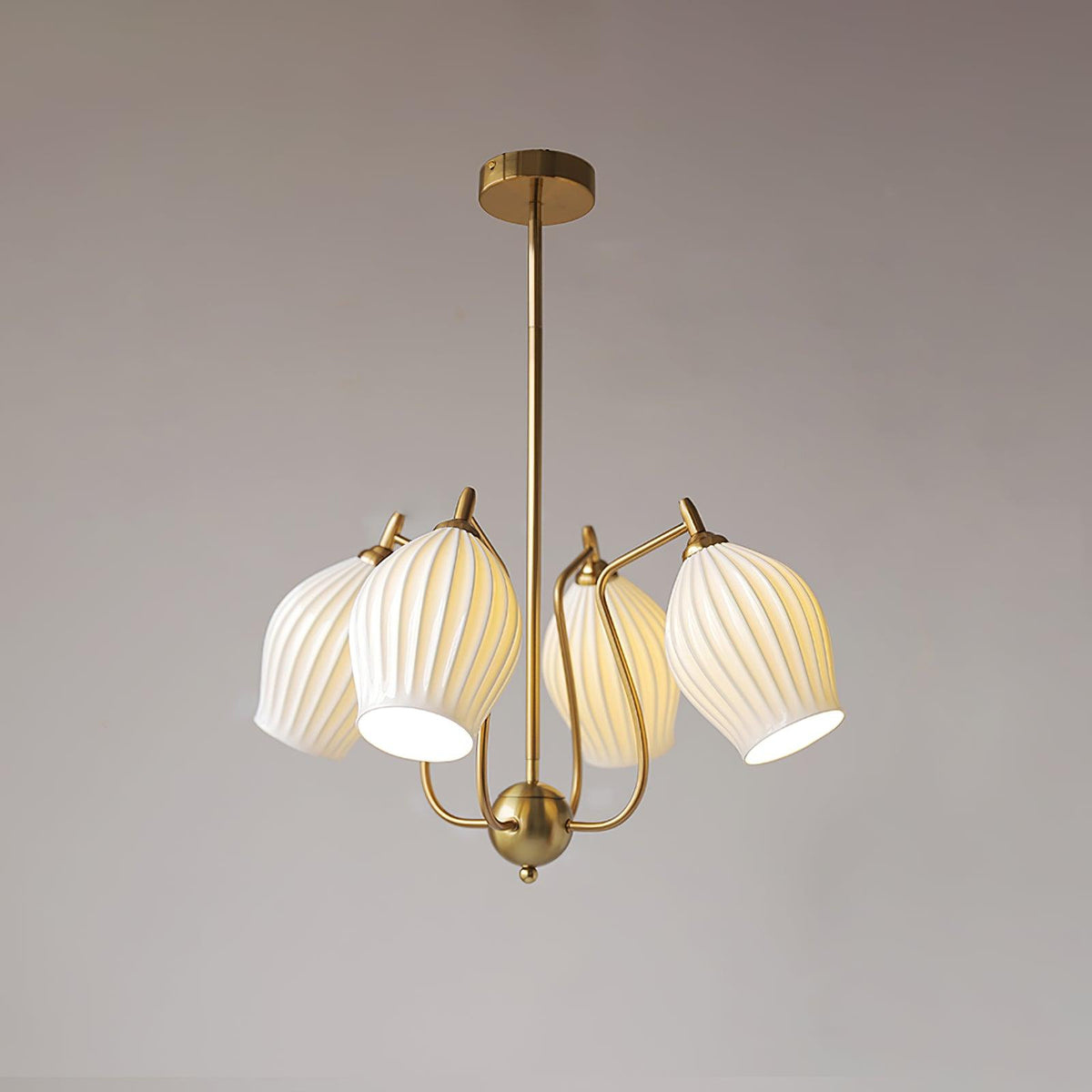 Gavenna Lustre en Céramique Canneleur Sculptural en Verre Élégant