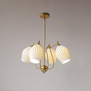 Lustra Lustre en Céramique Canneleur Sculptural en Verre Élégant