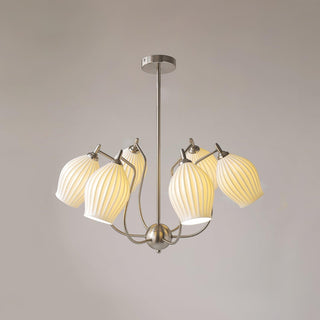 Lustra Lustre en Céramique Canneleur Sculptural en Verre Élégant