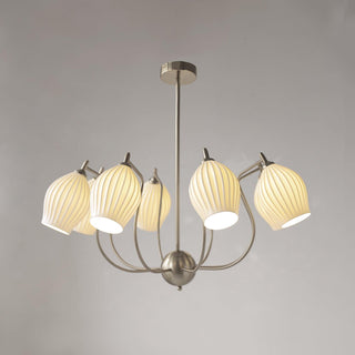 Lustra Lustre en Céramique Canneleur Sculptural en Verre Élégant