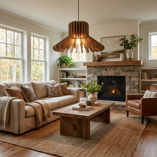 Sculptural Layered Felt Pendant Lamp-Neutral Decor