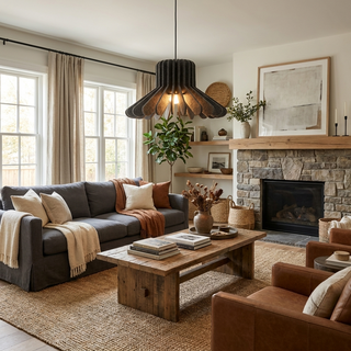 Sculptural Layered Felt Pendant Lamp-Neutral Decor
