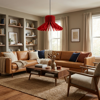 Sculptural Layered Felt Pendant Lamp-Neutral Decor