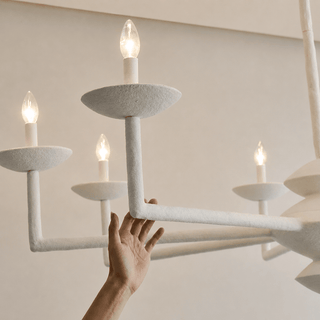 Sculptural Plaster Candelabra Chandelier-Neutral Decor