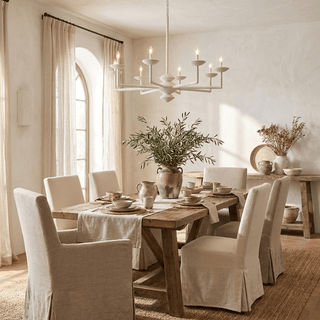 Sculptural Plaster Candelabra Chandelier-Neutral Decor