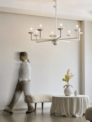 Sculptural Plaster Candelabra Chandelier-Neutral Decor