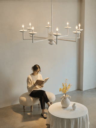 Sculptural Plaster Candelabra Chandelier-Neutral Decor