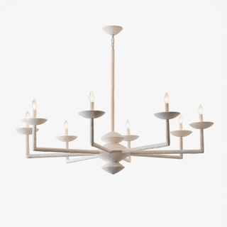 Sculptural Plaster Candelabra Chandelier-Neutral Decor