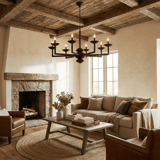 Sculptural Plaster Candelabra Chandelier-Neutral Decor