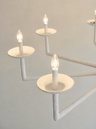 Sculptural Plaster Candelabra Chandelier-Neutral Decor