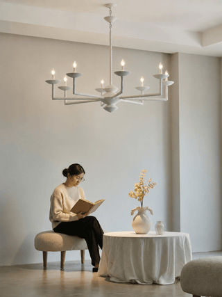 Sculptural Plaster Candelabra Chandelier-Neutral Decor