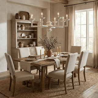 Sculptural Plaster Candelabra Chandelier-Neutral Decor