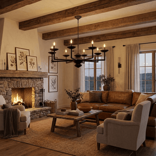Sculptural Plaster Candelabra Chandelier-Neutral Decor
