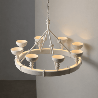 Sculptural Plaster Chalice Chandelier-Neutral Decor