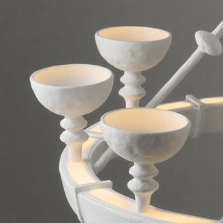 Sculptural Plaster Chalice Chandelier-Neutral Decor
