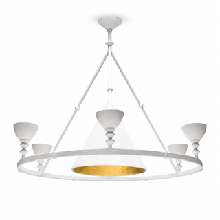 Sculptural Plaster Chalice Chandelier-Neutral Decor